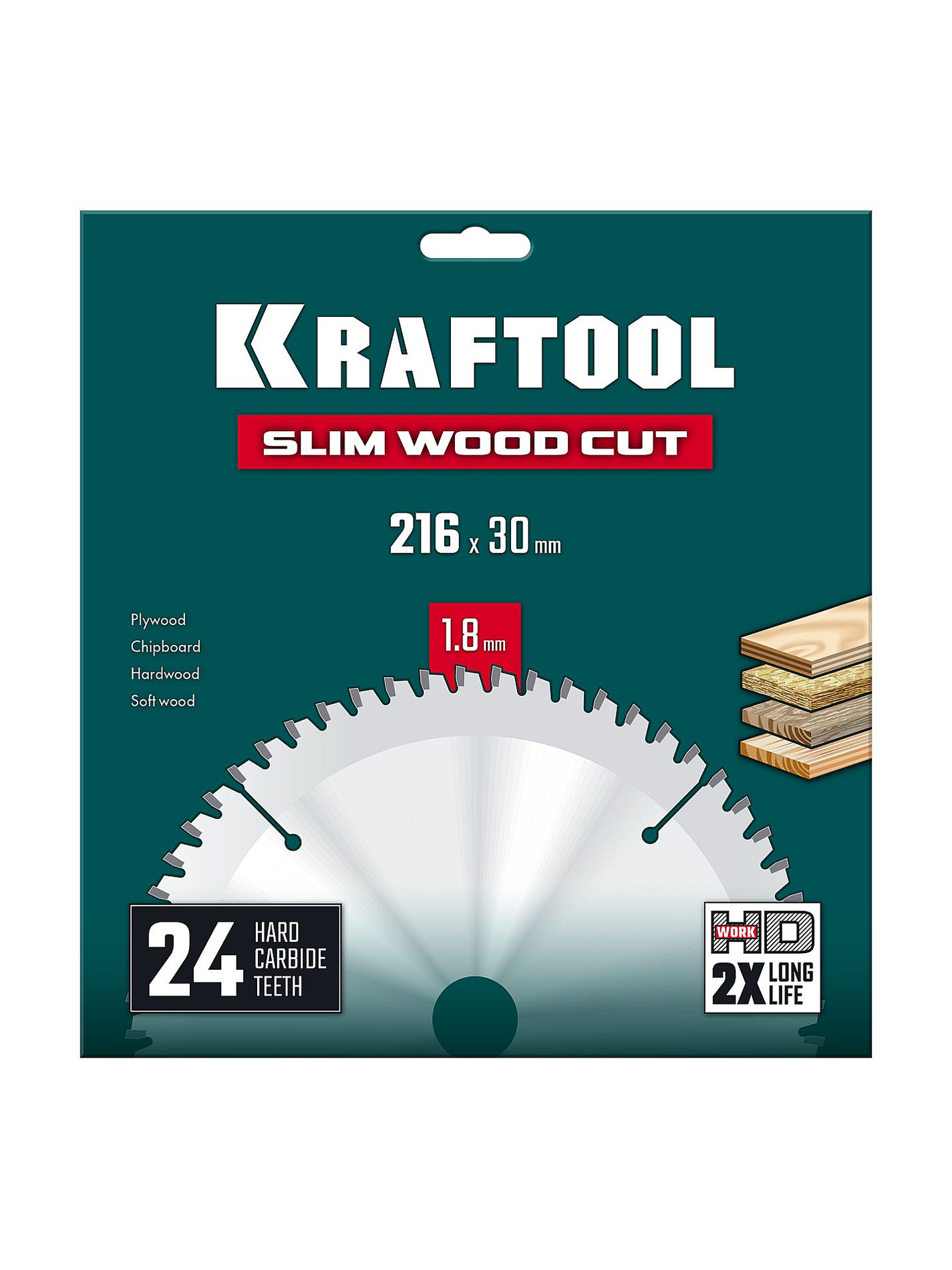 Диск пильный по дереву Slim wood cut, 216 х 30 x 1.8 мм, 24Т KRAFTOOL 36955-216-30-24