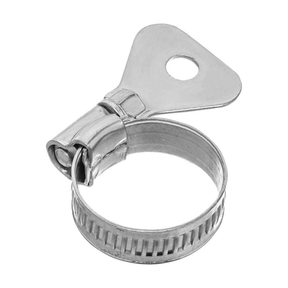 Хомуты металлические, червячные 16-25 мм, ширина 10 мм, W1, с металлическим ключом, 2 шт Сибртех (476507)