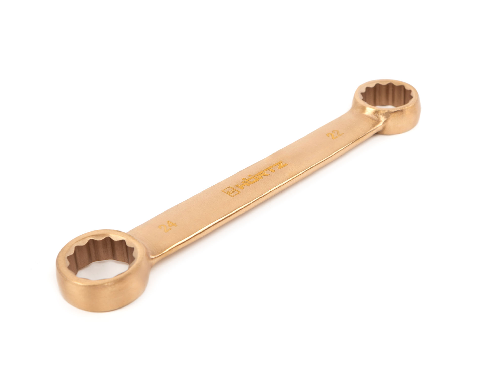 Ключ гаечный накидной двусторонний плоский 22х24 искробезопасный сплав BeCu, HORTZ