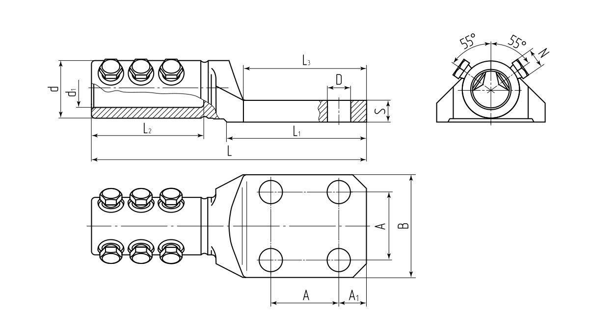 Наконечник болтовой 4НБТ-300 (КВТ) (78398)