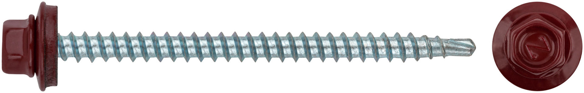 Шурупы кровельные со сверлом 4.8 х 70 100шт , красный RAL 3003 Фасовка (23554-0)