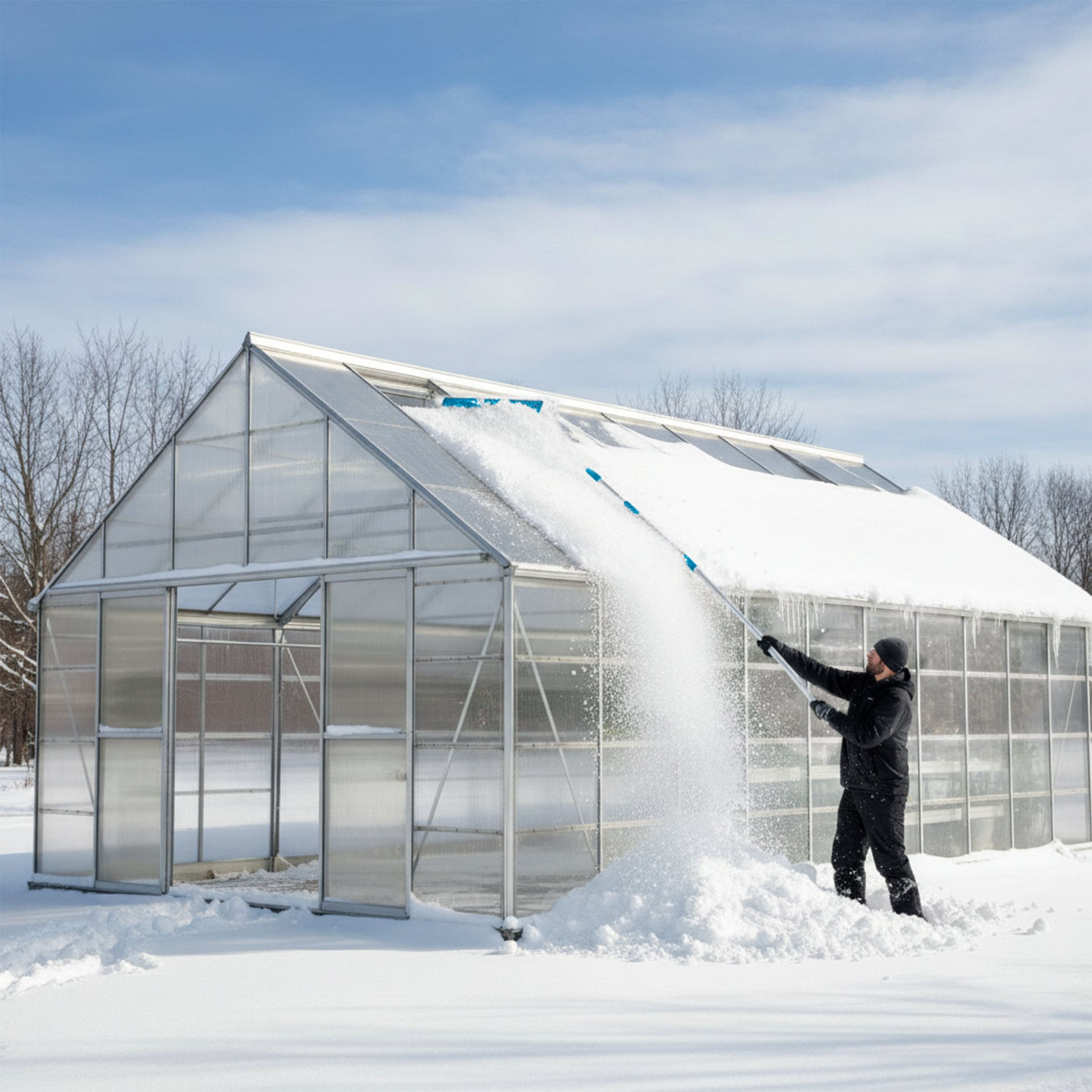 Скребок для удаления снега с крыши, телескопический, 1,9 - 5,8 м, 620 мм, PROLine GRINDA 39945