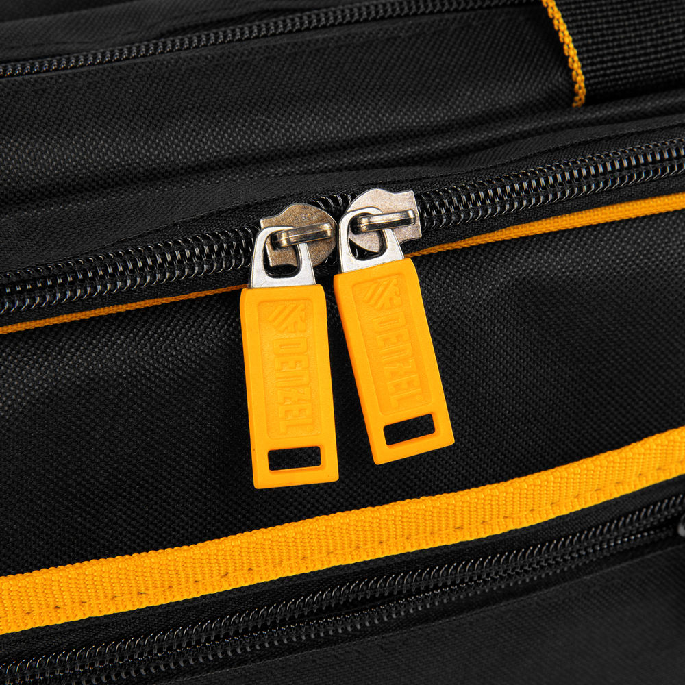 Сумка для инструмента, 400х170х300 мм, 3 отделения, 28 карманов, наплечный ремень Denzel