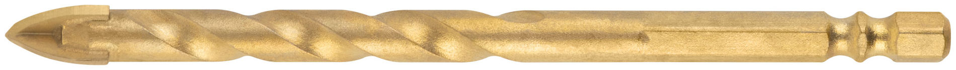 Сверло универсальное, 4 режущие кромки, титановое покрытие, шестигранный U-хвостовик под биту, 10х120 мм (35167)