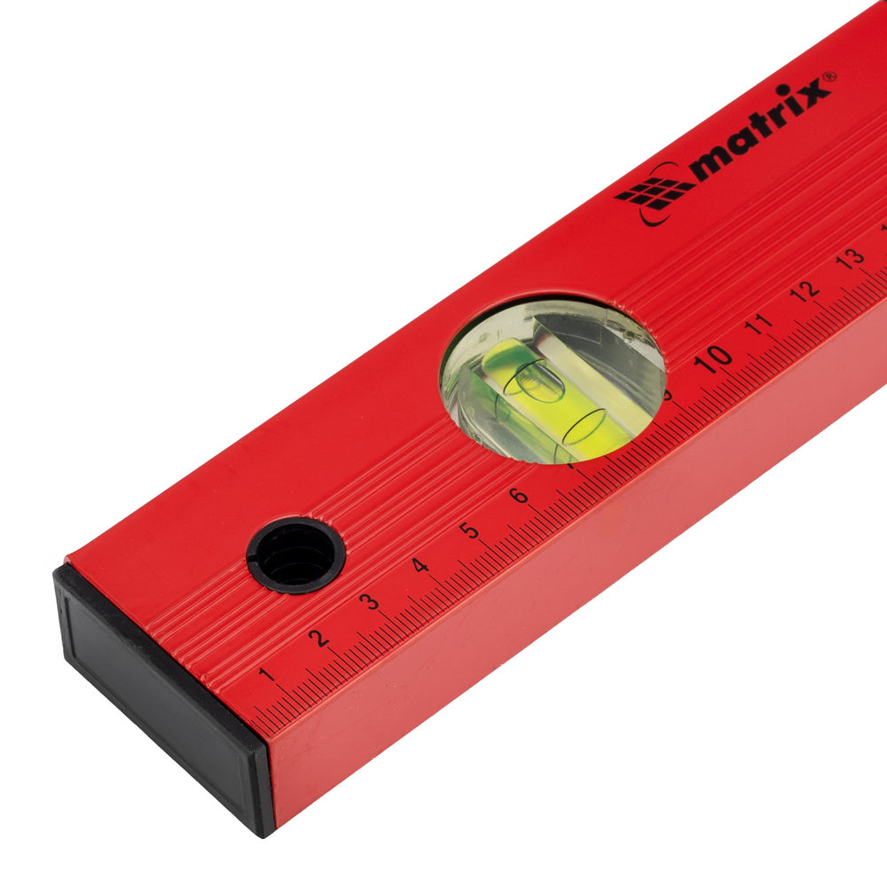 Уровень алюминиевый, 400 мм, 3 глазка, красный, линейка Matrix (33220)