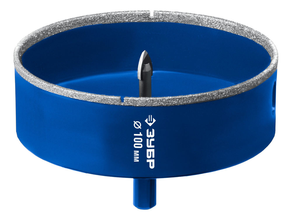 Коронка алмазная АГК, d 100 мм, центр. сверло, трехгранный хвост, Р60 ЗУБР Профессионал 29850-100