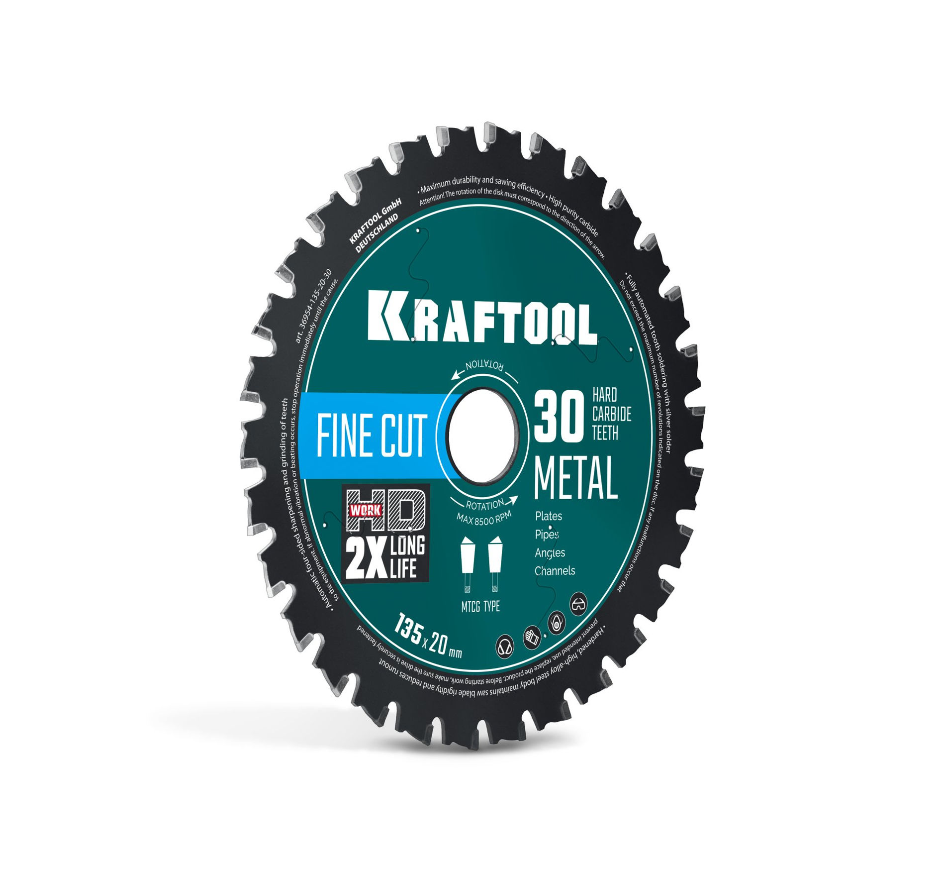 Диск пильный по металлу и стали Metal Cut, 135 х 20 мм, 30Т KRAFTOOL 36954-135-20-30