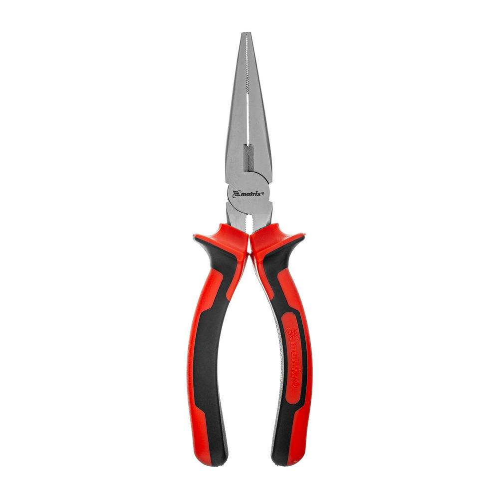 Длинногубцы прямые Nickel, 180 мм, никелированные, двухкомпонентные рукоятки Matrix (17166)