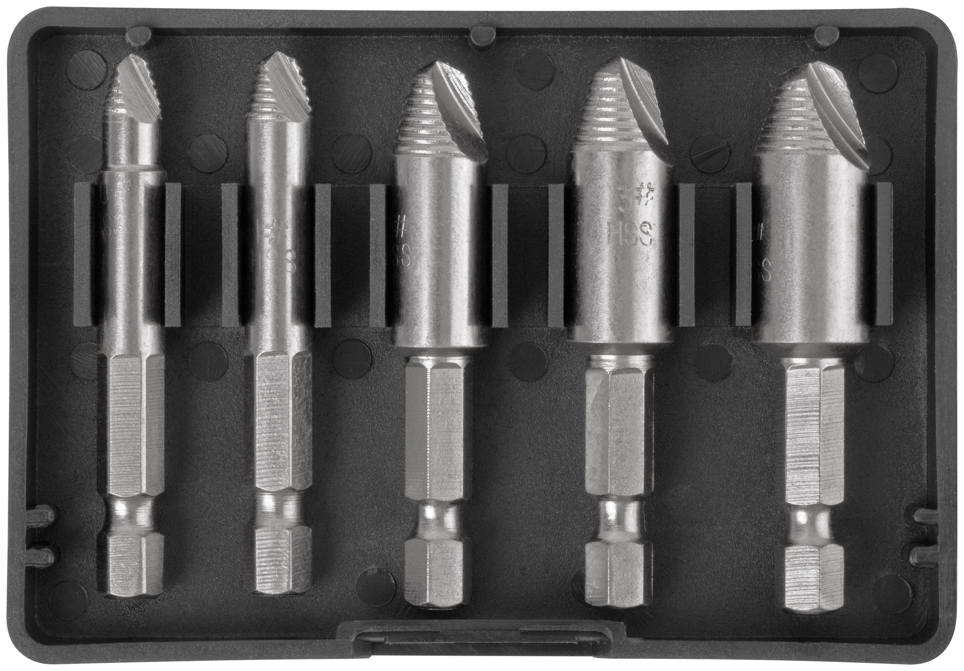 Экстракторы для болтов и шпилек усиленные, HSS сталь, Профи 5 шт. (36437)