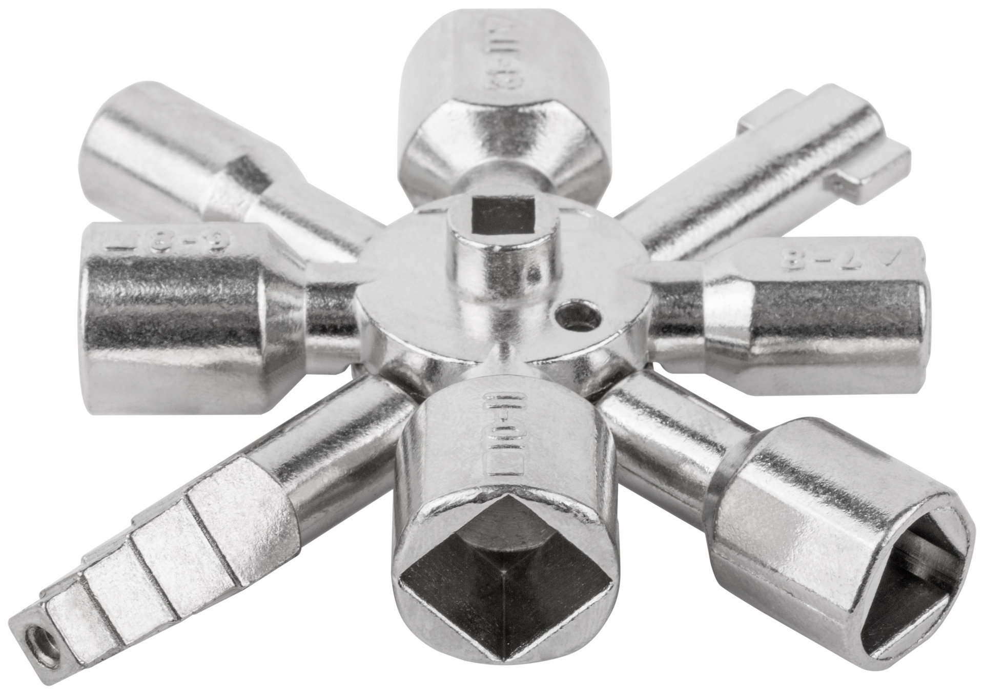 Ключ универсальный для электрошкафов 10-в-1, двусторонняя CrV бита РН2/SL7 (60110)