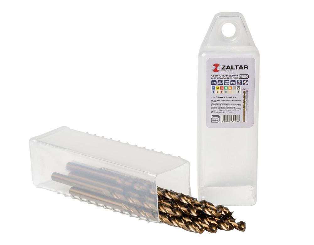 Комплект свёрл по металлу индустриальных, 10 шт, DIN 338, HSS-E Co5, Тип VA, 5xD, O4.00 мм (ZA-74040-S10)