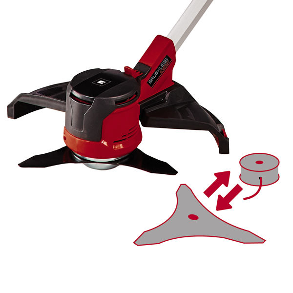 Коса аккумуляторная Einhell PXC AGILLO 36/255, 2х18В,BL,нож+леска,вел.рукоятка +2акк.5.2Ач+ЗУ 2х3А (3411320SET)