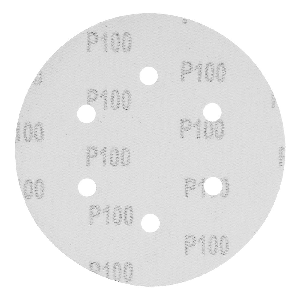 Круг абразивный на ворсовой подложке под липучку, перфорированный, P 100, 150 мм, 5 шт Matrix (73839)