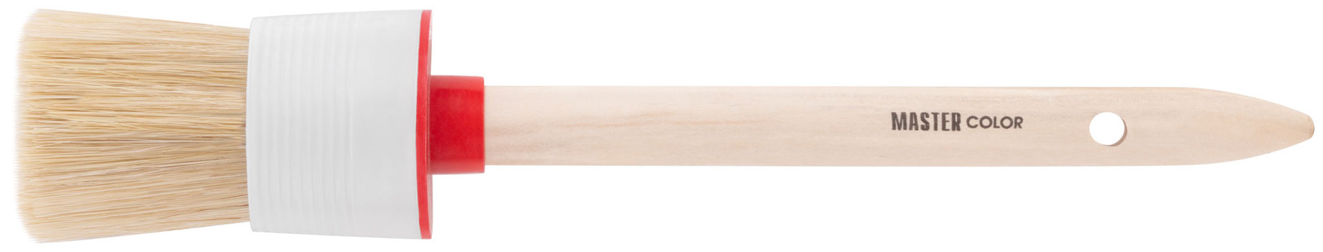 Круглая кисть, натур. щетина, 55% топс, деревянная ручка, O45 мм (30-0406)