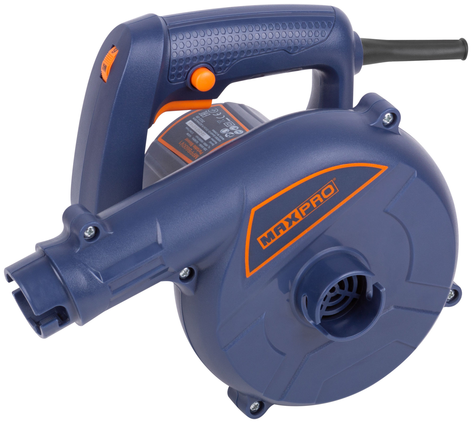 Воздуходувка-пылесос, 600 Вт, 6000-16000 об/мин, 3500 л/мин, 1,5 кг, дополнительные щетки, коробка, MAX-PRO, 85276