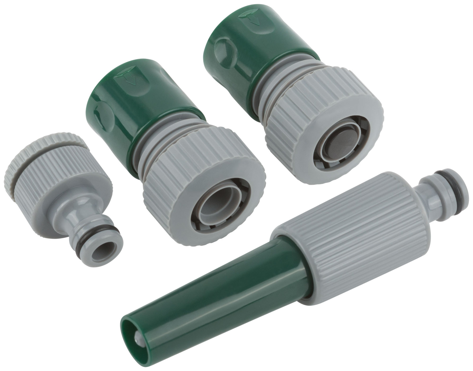 Набор поливочный 4 шт. 3/4 ( насадка для полива,соединитель, соединитель с автостопом, адаптер внешний )