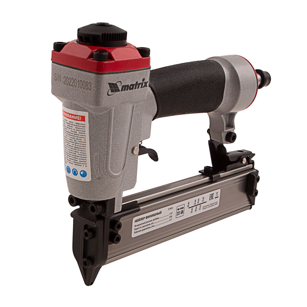 Нейлер финишный, шпилькозабивной пистолет, пневматический, гвоздь 23GA D 0.64 мм длина 10-30 мм Matrix (57425)