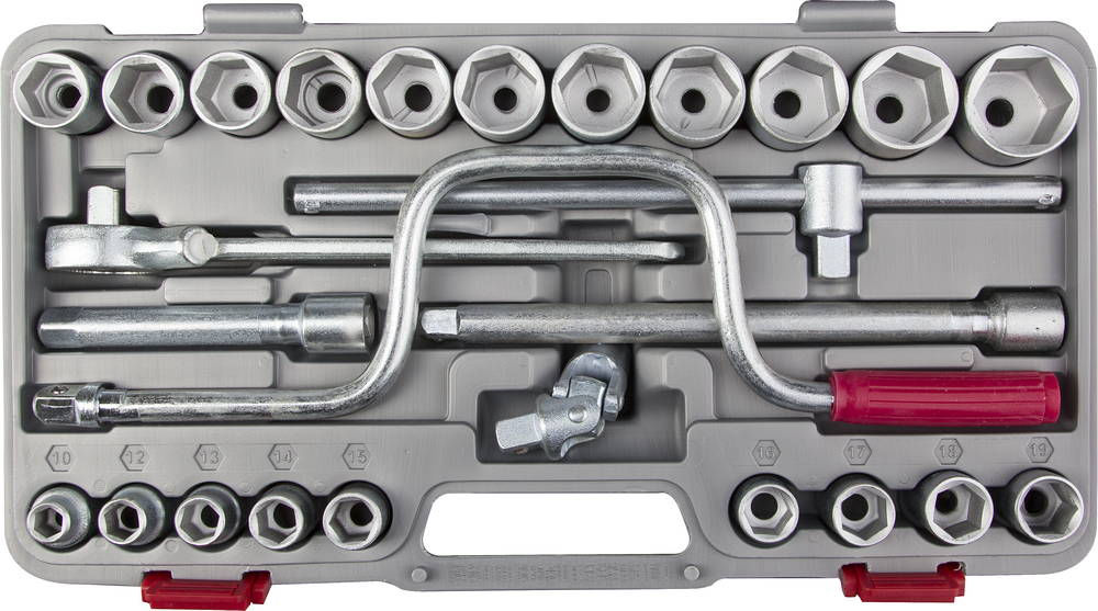 НИЗ Шоферский инструмент №4, 26 предм., 1/2, набор торцовых головок в пластиковом кейсе (2761-40)