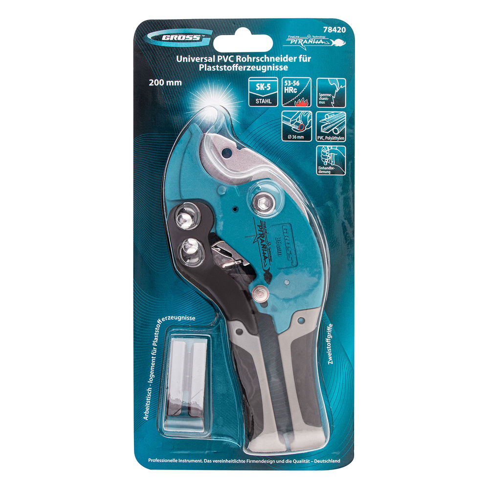 Ножницы для резки изделий из ПВХ, D до 36 мм, двухкомпонентные рукоятки, рабочий стол для плоских изделий Gross (78420)