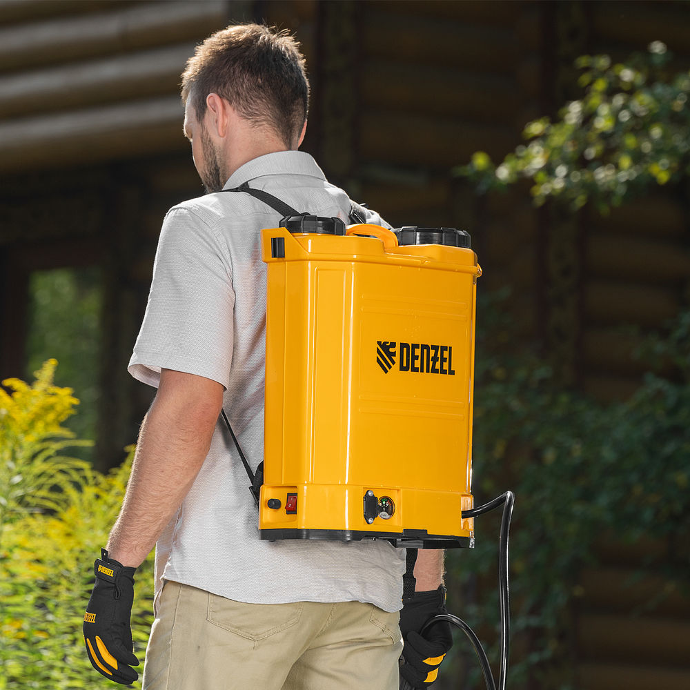 Опрыскиватель ранцевый аккумуляторный D-16LA, 16 л, 12 В, 8 Ач Denzel (64789)