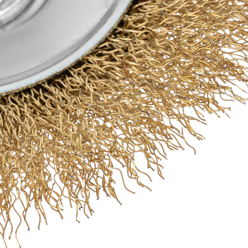 Щетка для УШМ, 115 мм, М14, тарелка, латунированная витая проволока Matrix (74612)