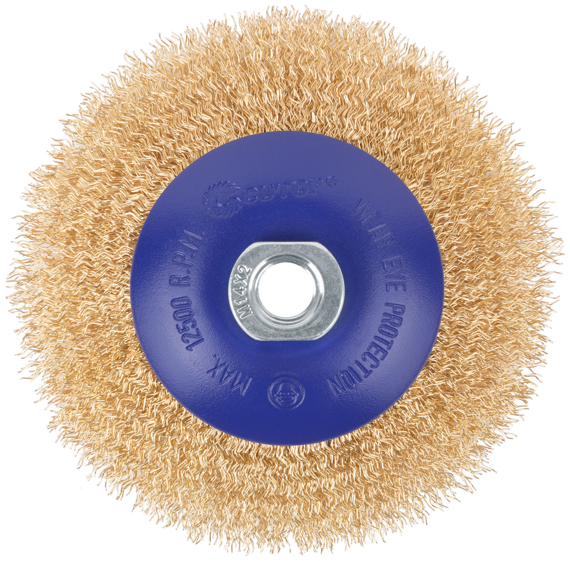 Щетка для УШМ, М14, тип Тарелка, латун. витая проволока 0,3 мм, 125 мм, блистер, CUTOP Profi (82-903)