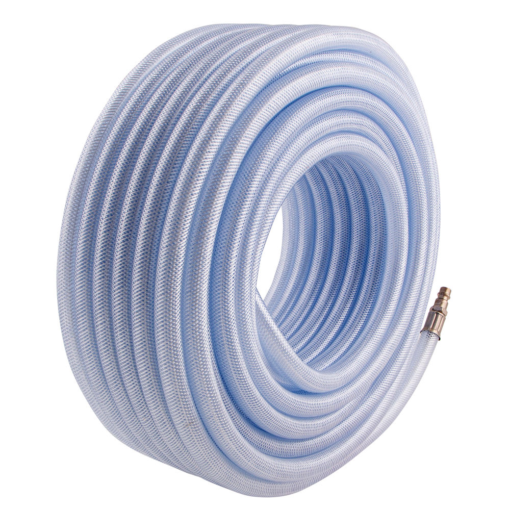 Шланг пневматический ПВХ, 10 x 16 мм, 18 бар, армированный, прозрачный, быстросъемное соединение, 30 м Stels (57027)