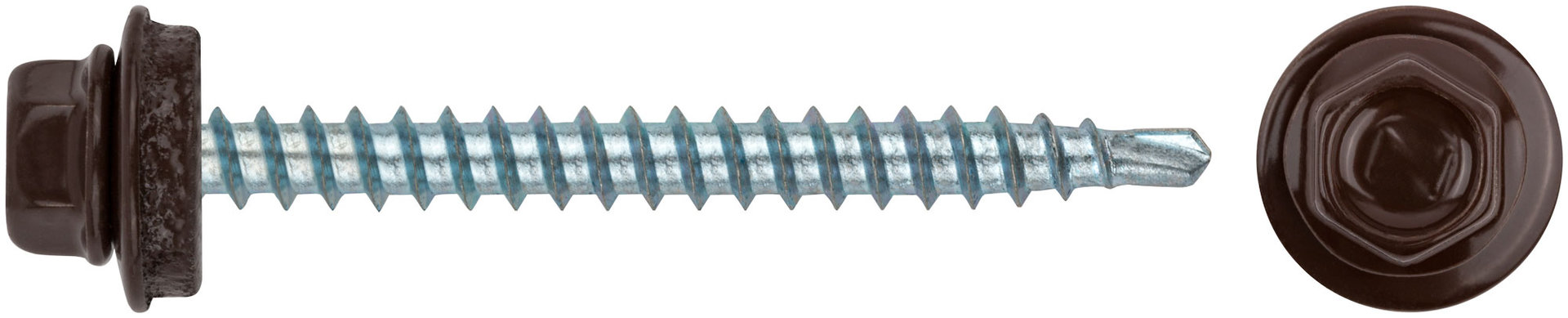 Шурупы кровельные со сверлом 4.8 х 50 коричневый RAL-8017 100шт , Фасовка (23544-0)