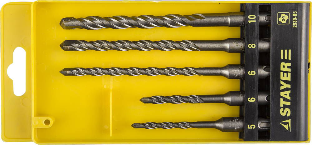 Буры SDS-plus набор 5 шт: 5/6x110, 6/8/10х160 мм STAYER Professional 2930-H5