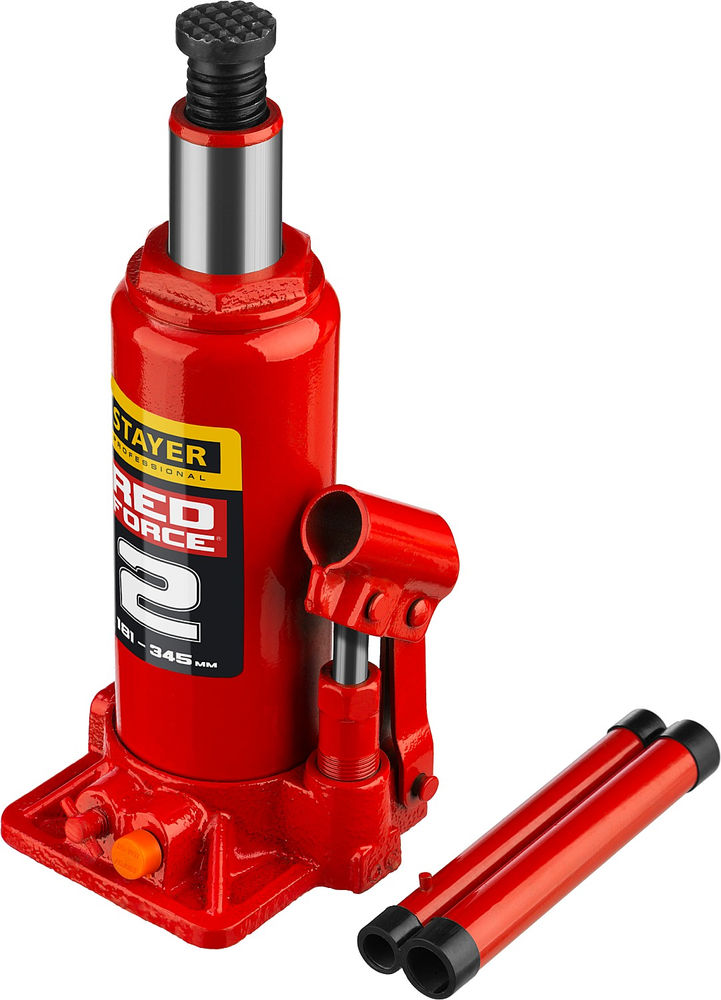 Домкрат бутылочный гидравлический 2 т, 181 - 345 мм RED FORCE Professional STAYER 43160-2