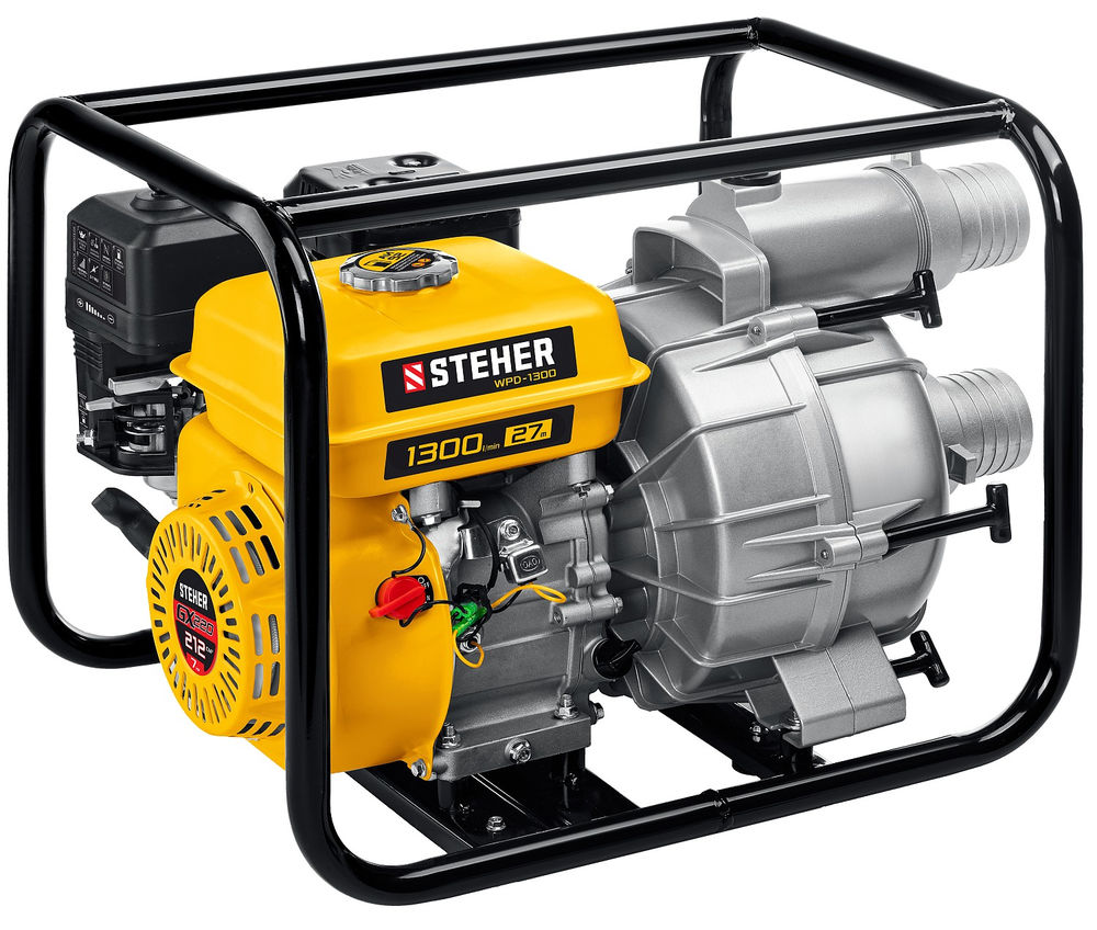 Мотопомпа бензиновая для грязной воды 1300 л/мин STEHER WPD-1300