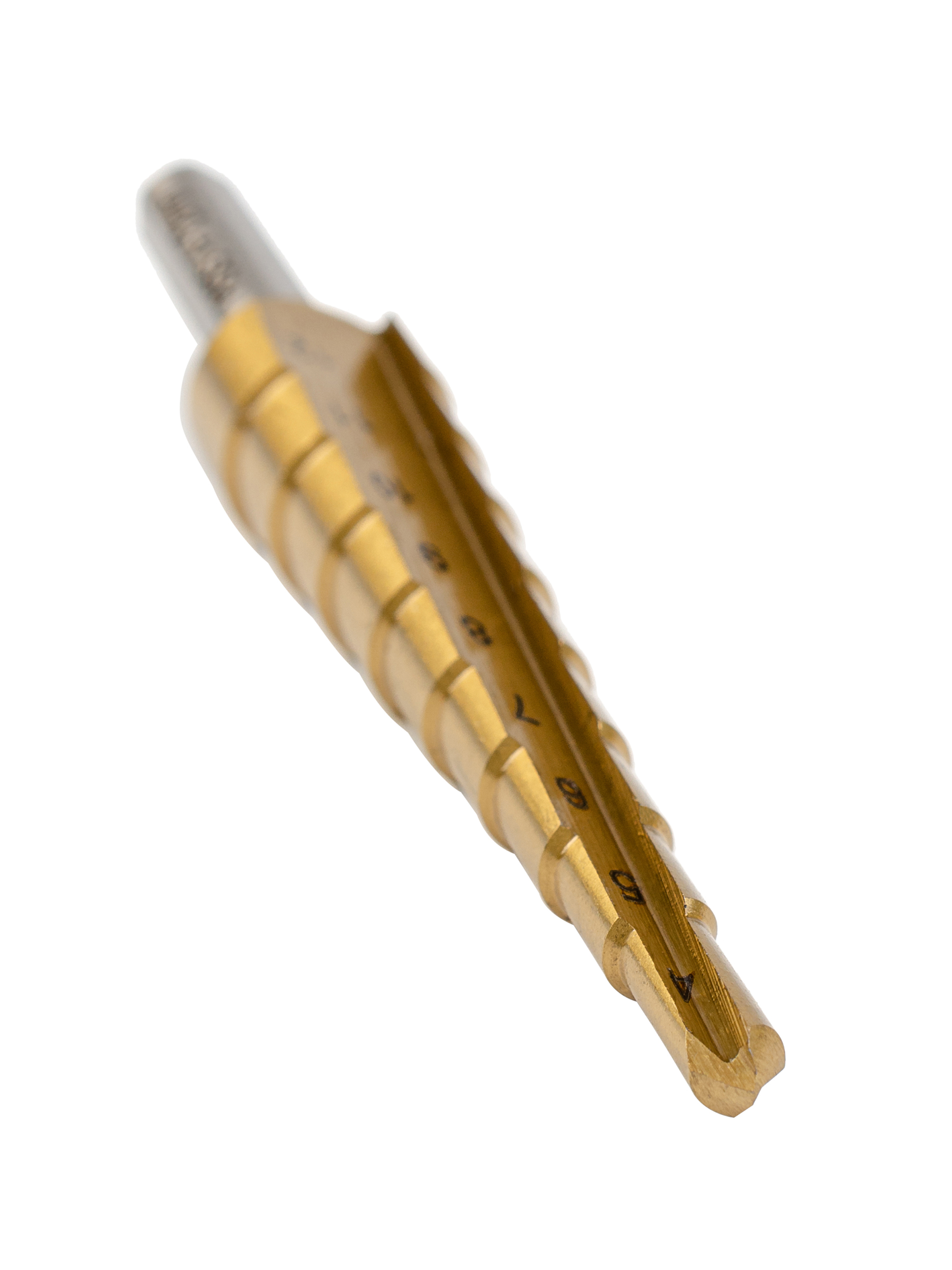 Сверло ступенчатое, HSS TiN, Gr.1, O4-12 мм, прямая канавка, трёхплоскостной хвостовик (ZA-05343)