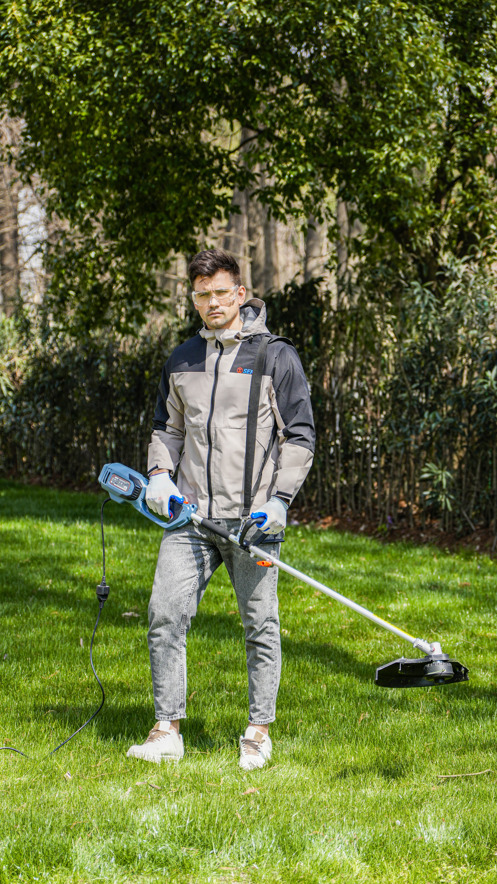 Триммер сетевой, 1200 Вт, 34 см (леска), 23 см (нож), D-рукоятка