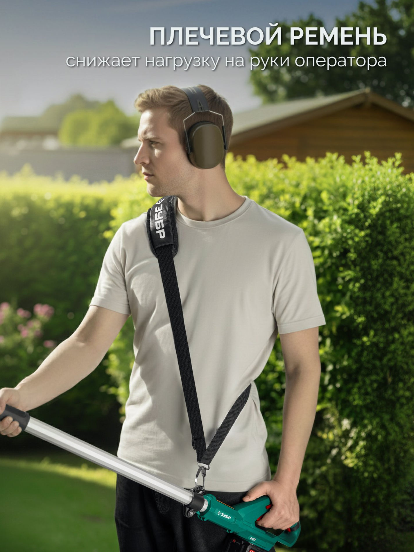 ЗУБР 20 В, 460 мм, без АКБ (LMS), кусторез аккумуляторный со штангой (КРАШ-2046)