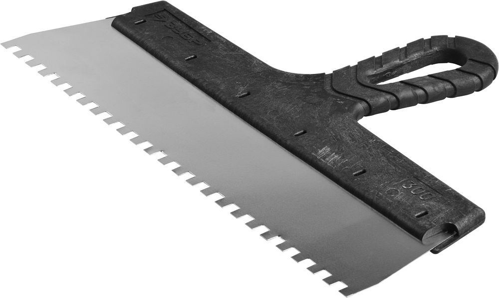 Шпатель фасадный нержавеющий 300 мм зуб 6?6 мм пластиковая ручка ЗУБР 10078-30-06