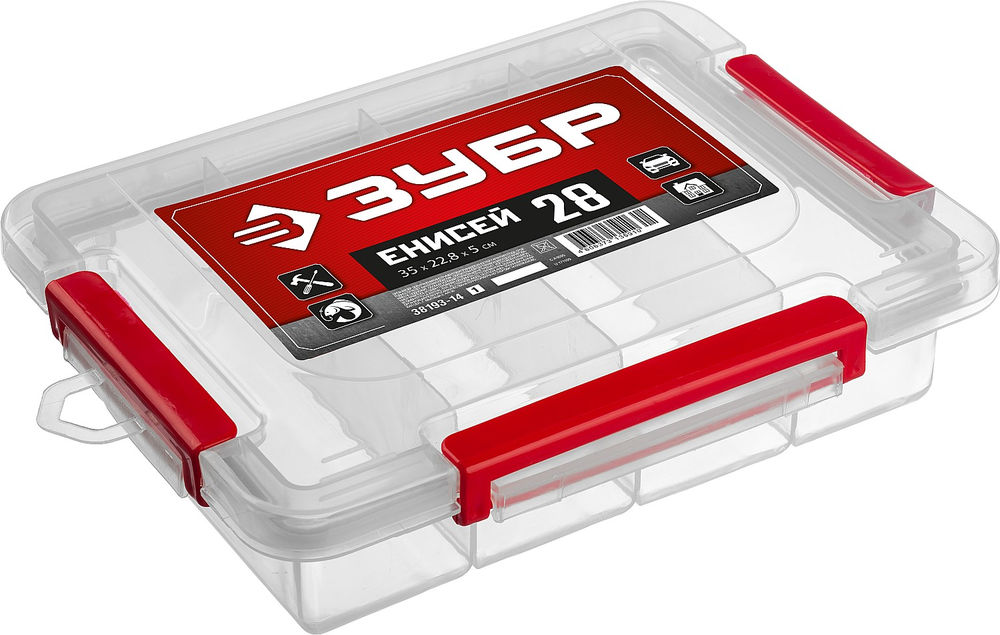 Органайзер 350 х 228 х 50 мм 14 пластиковый с 4 ячейками ЗУБР ЕНИСЕЙ-28 38193-14