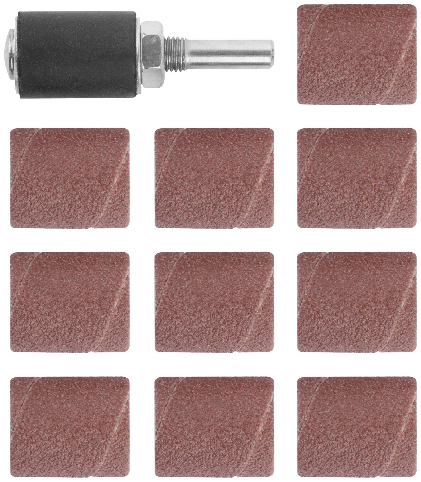 Бандаж наждачный и барабан наждачный, набор 10+1 шт. (36914)