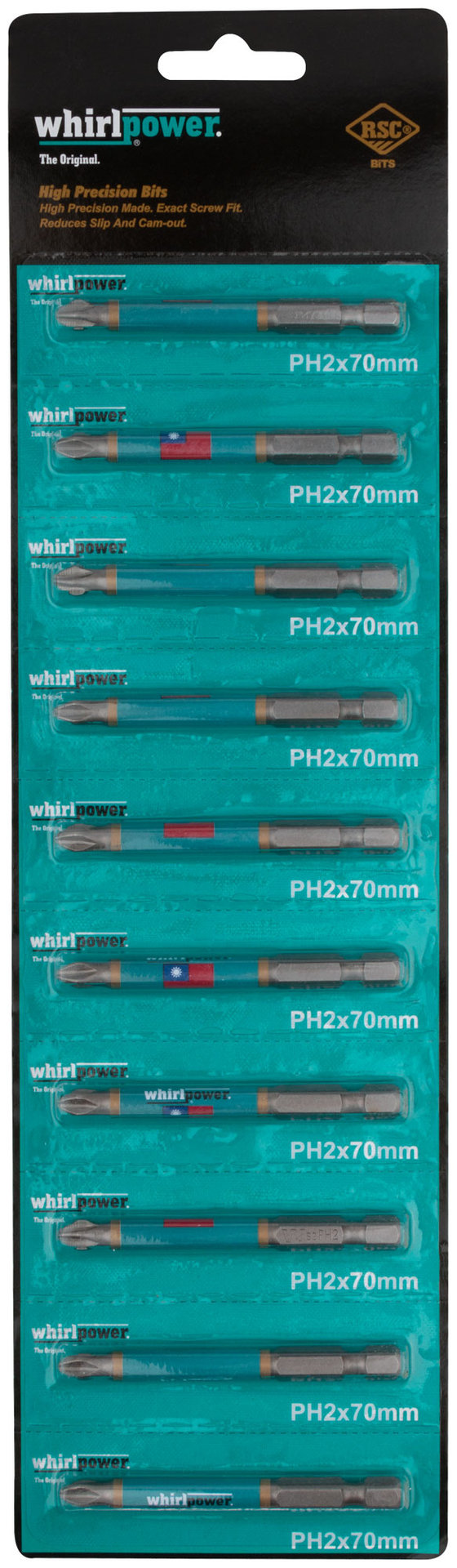 Биты WP, сталь S2, с насечкой, Профи, 70 мм PH2, 10 шт. (57579)