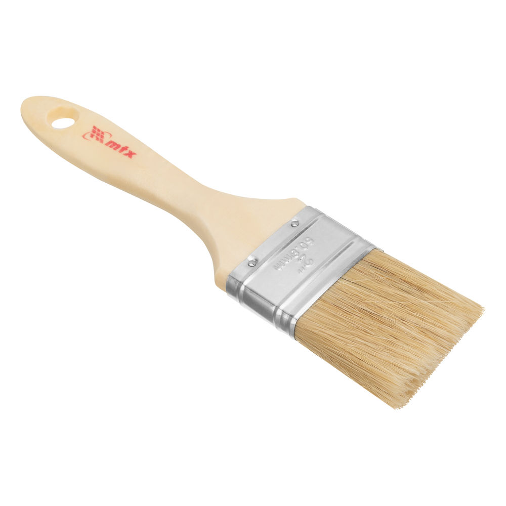 Кисть плоская Евро 2, натуральная щетина, деревянная ручка MTX (83053)