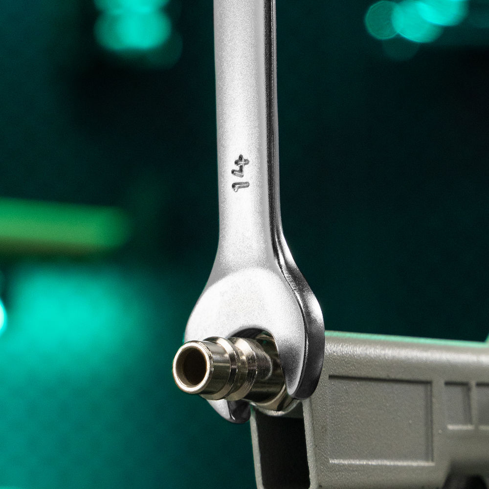 Ключ комбинированный, 14 мм, CrV, матовый хром Stels