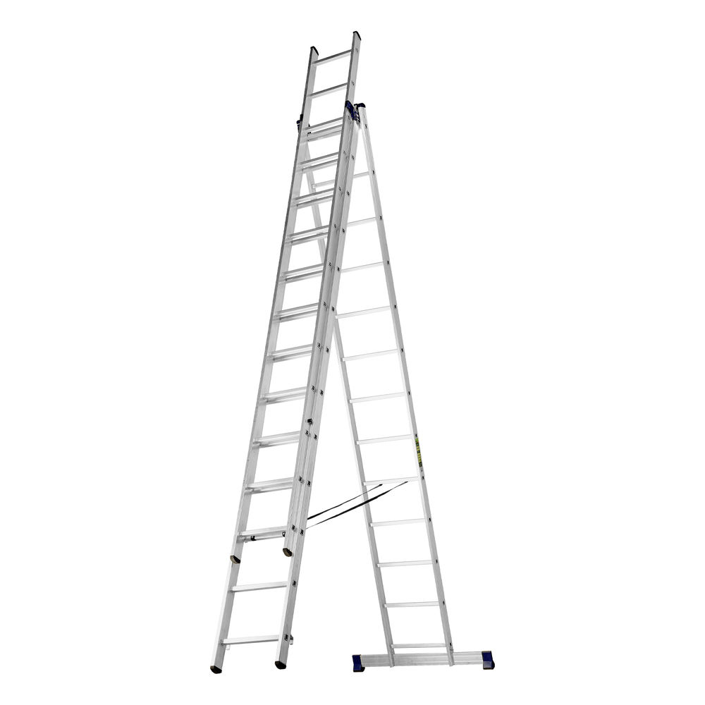 Лестница, 3 х 13 ступеней, алюминиевая, трехсекционная, Сибртех (97823)