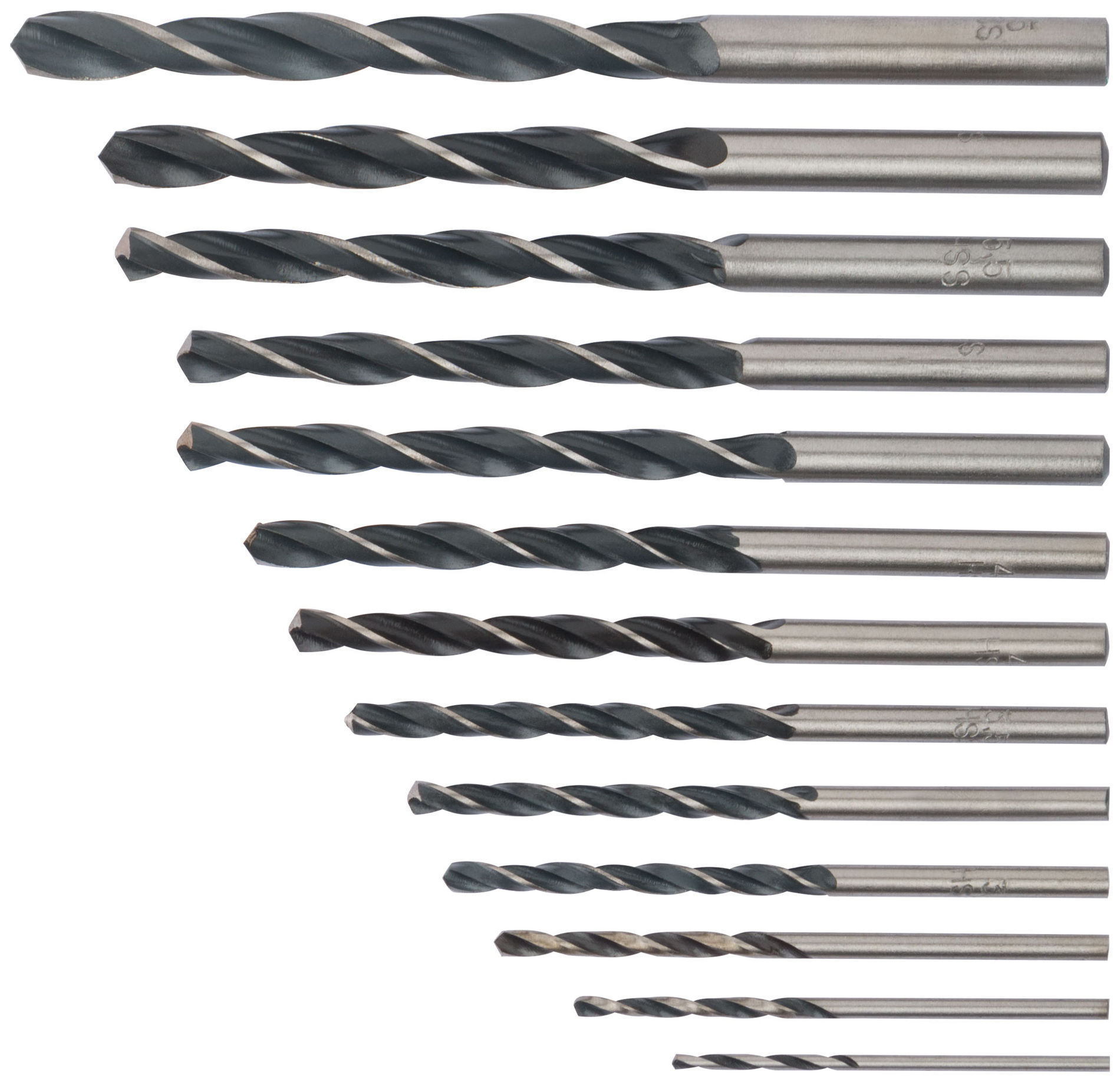 Набор сверл по металлу HSS черненых, 13 шт. (1,5-2-2,5-3-3,2-3,5-4-4,5-4,8-5-5,5-6-6,5 мм) (33863)