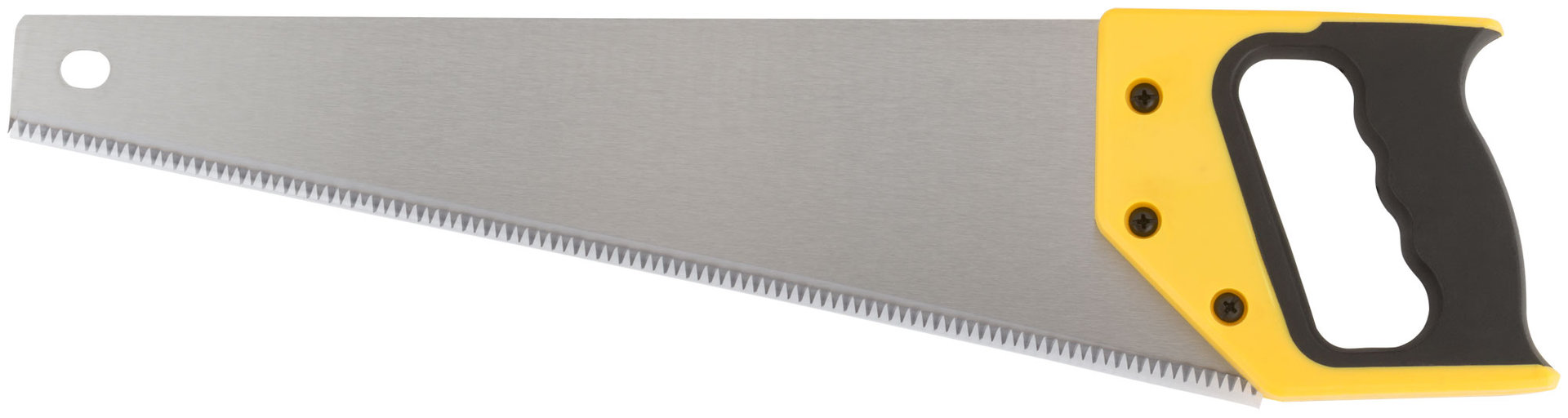 Ножовка по дереву, средний каленый зуб 7 ТPI, 3D заточка, пласт.прорезиненная ручка, Профи 400 мм (40440)