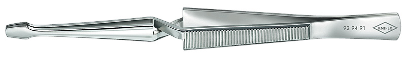 Пинцет крестовидный, трапециевидные зазубренные губки, 160 мм, пружинная сталь, хром (KN-929491)