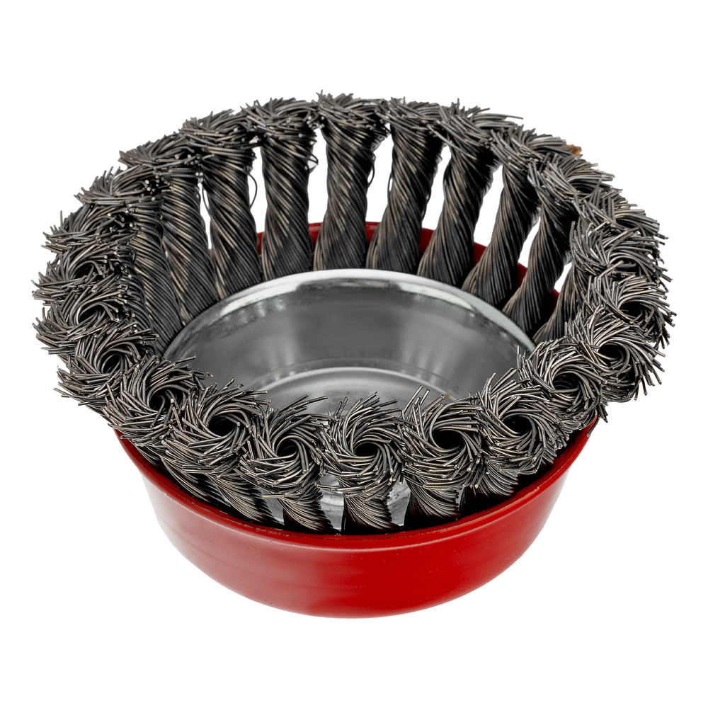 Щетка для УШМ, 100 мм, М14, чашка, крученая проволока 0.5 мм Matrix (74628)