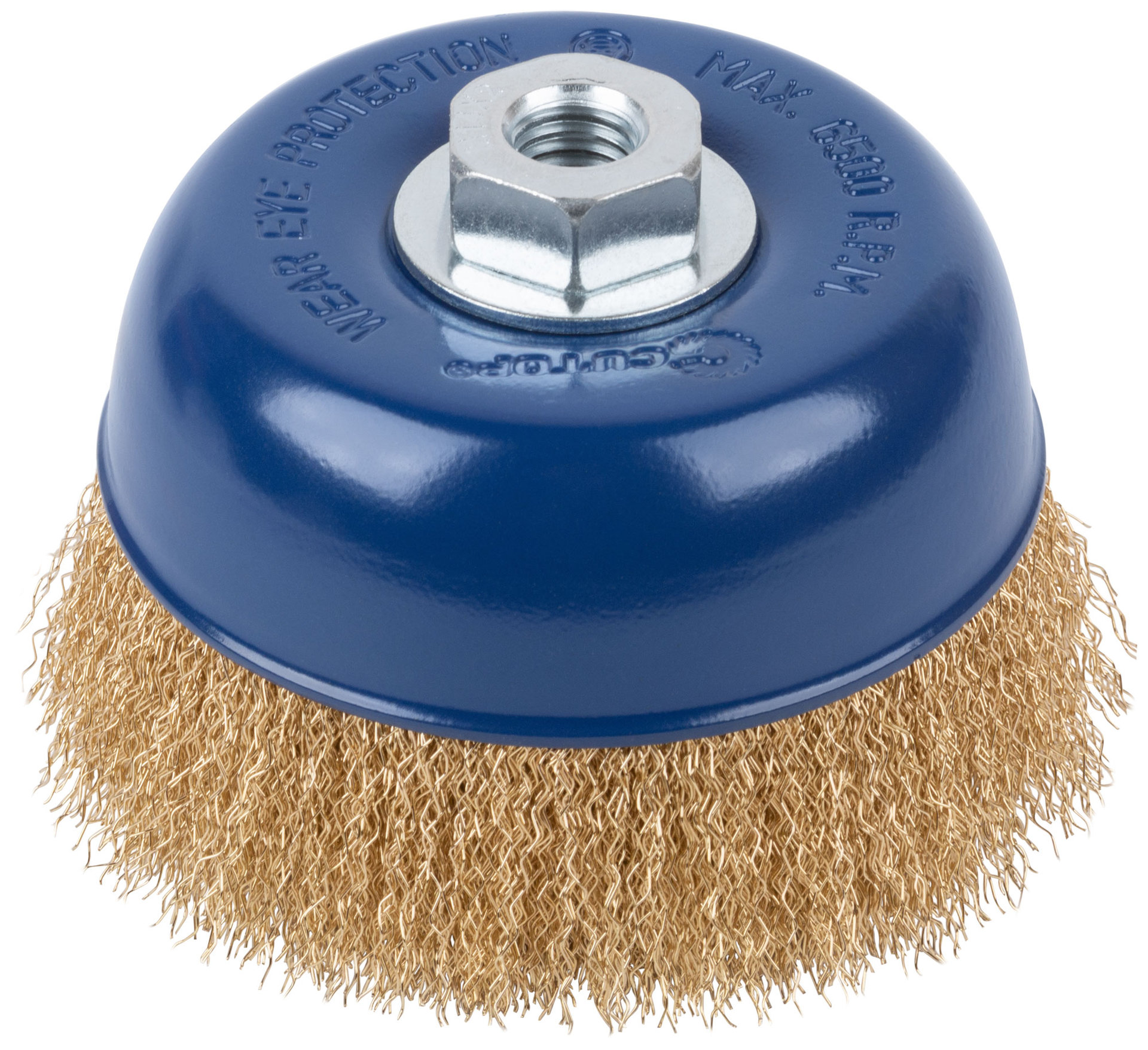 Щетка для УШМ, М14, тип Чашка, латунированная витая проволока 0,3 мм, 125 мм, CUTOP Profi (82-519)