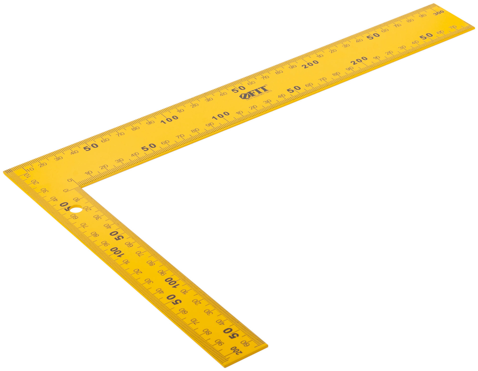 Угольник столярный цельнометаллический желтый, крашеная шкала 200 х 300 мм (19625)