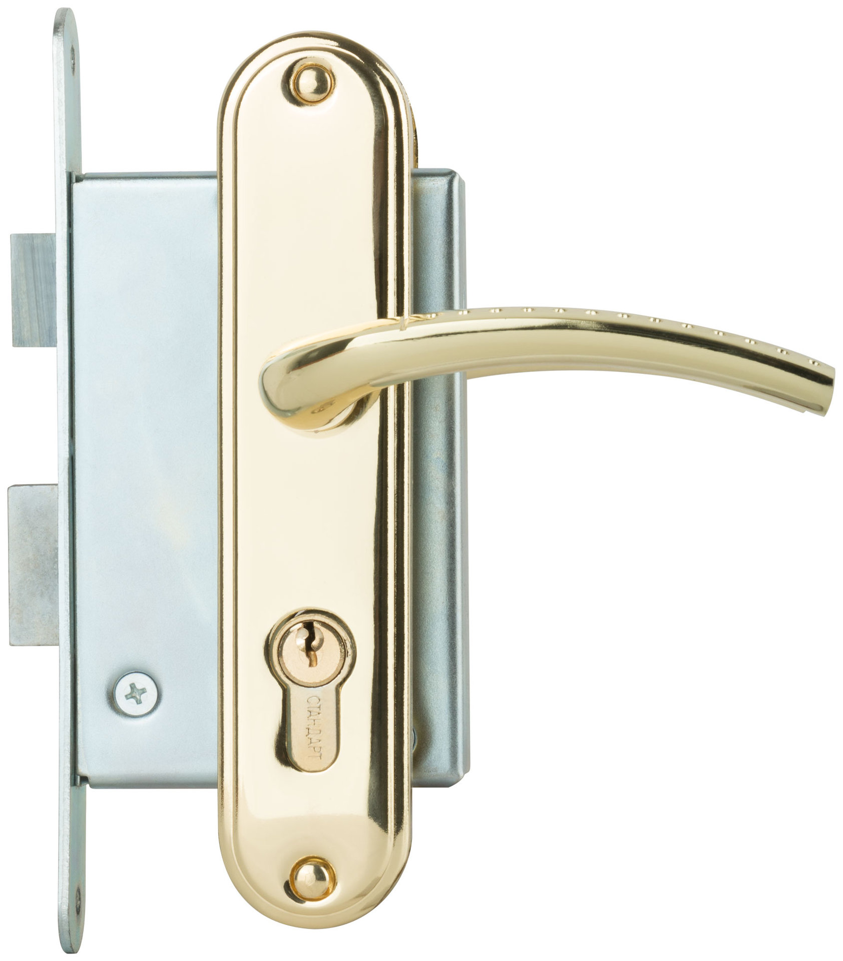 Замок врезной с ручками Стандарт ЗВ4-7.03С, золото (66999)