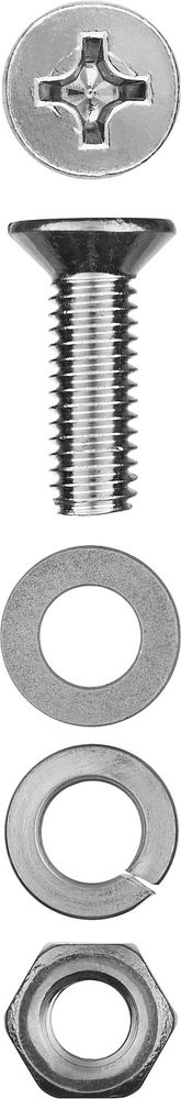 Винт с гайкой и шайбами M4?20 мм DIN 965 цинк 25 шт ЗУБР 303456-04-020