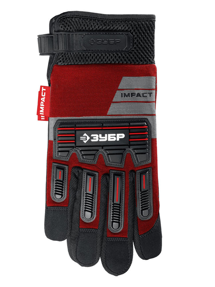 Перчатки комбинированные IMPACT р.XL (10), красные, антивибрационные, противоударные ЗУБР Профессионал 11478-XL